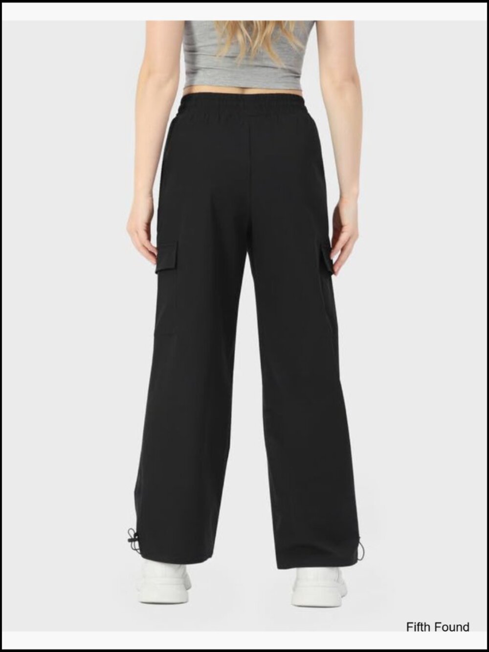 Wide Leg Cargo Pants with Adjustable Waist and Cuffs for Hiking Travel - Picture 2 of 7